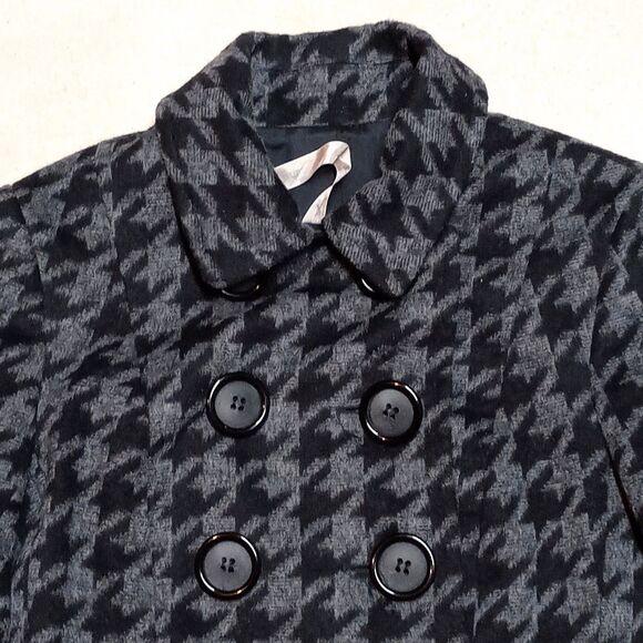 Bailey 44 Houndstooth Wool Blend Pea Coat Jacket - Women's Size 6 - Picture 2 of 9
